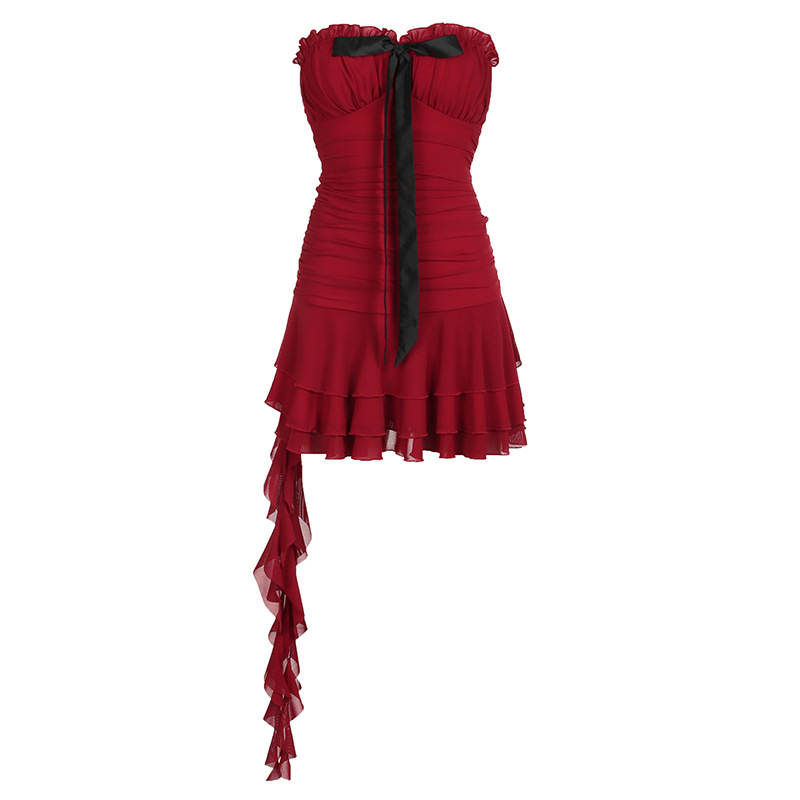 Ruby Black Bow Ruffle Dress