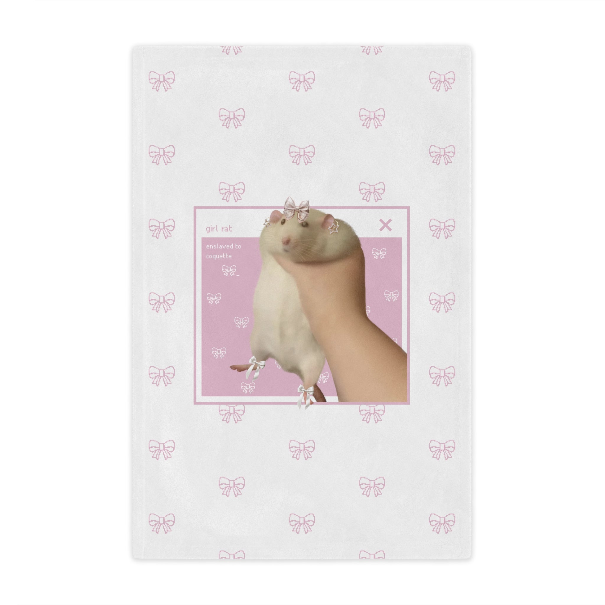 Soft Coquette Pixel Bow Girl Rat Microfiber Blanket