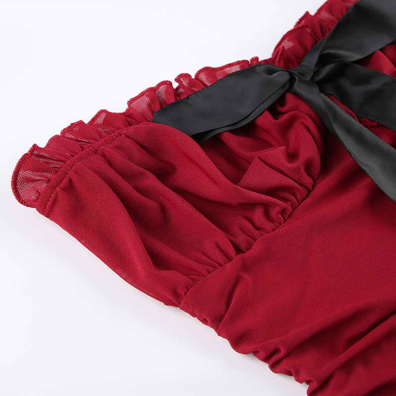 Ruby Black Bow Ruffle Dress