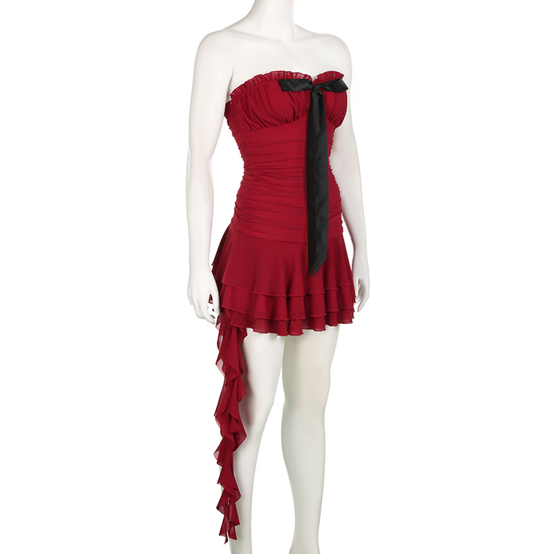 Ruby Black Bow Ruffle Dress