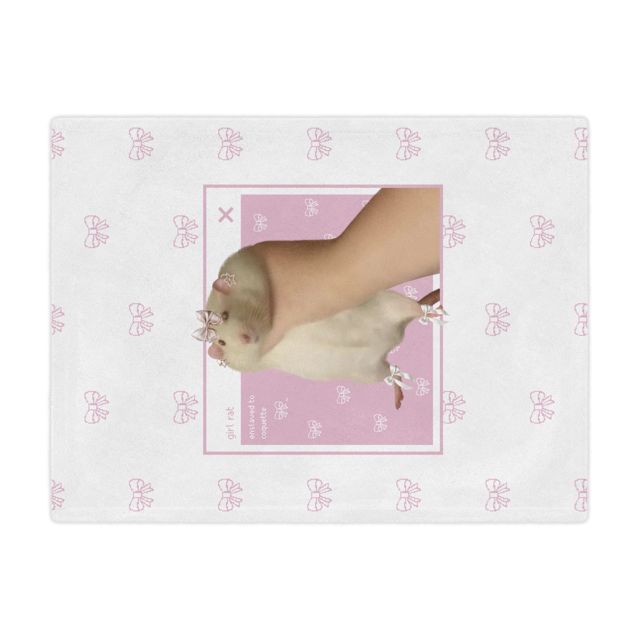 Soft Coquette Pixel Bow Girl Rat Microfiber Blanket