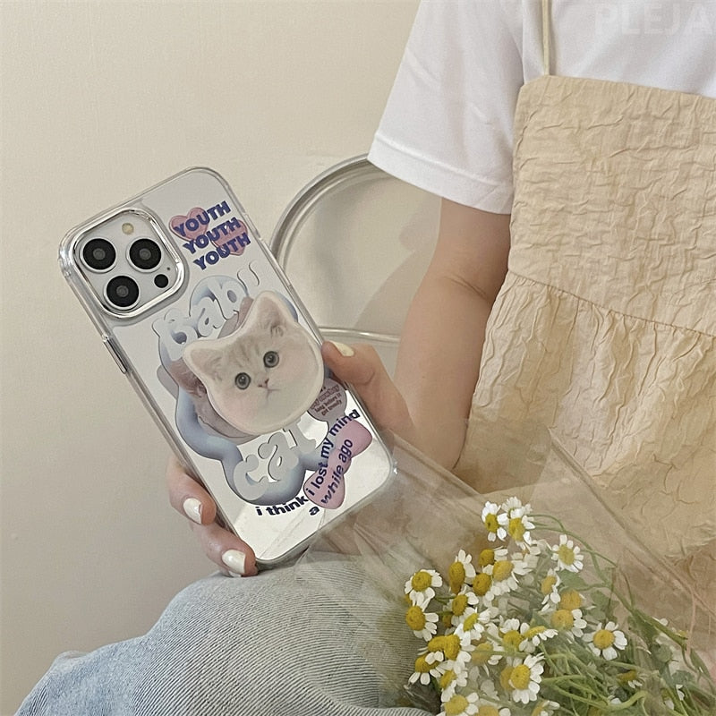 Baby Cat Mirror Phone Case + GripTok