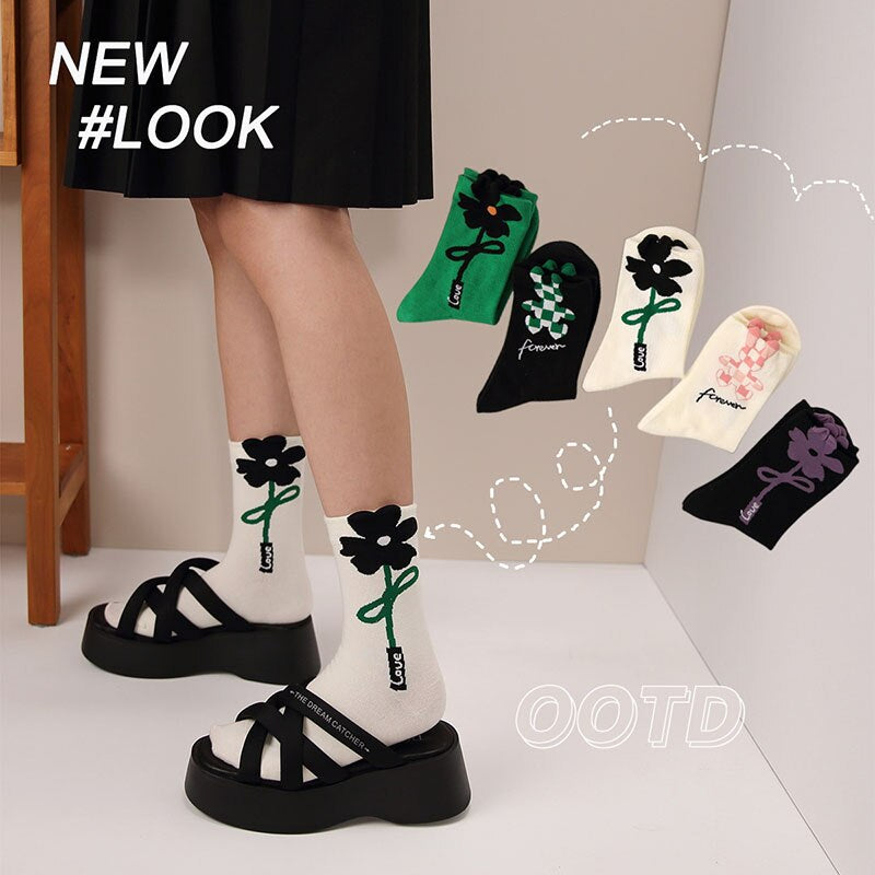Forever Flower Love Crew Socks