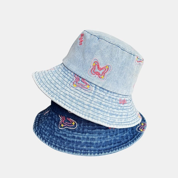 Butterfly Denim Bucket Hat