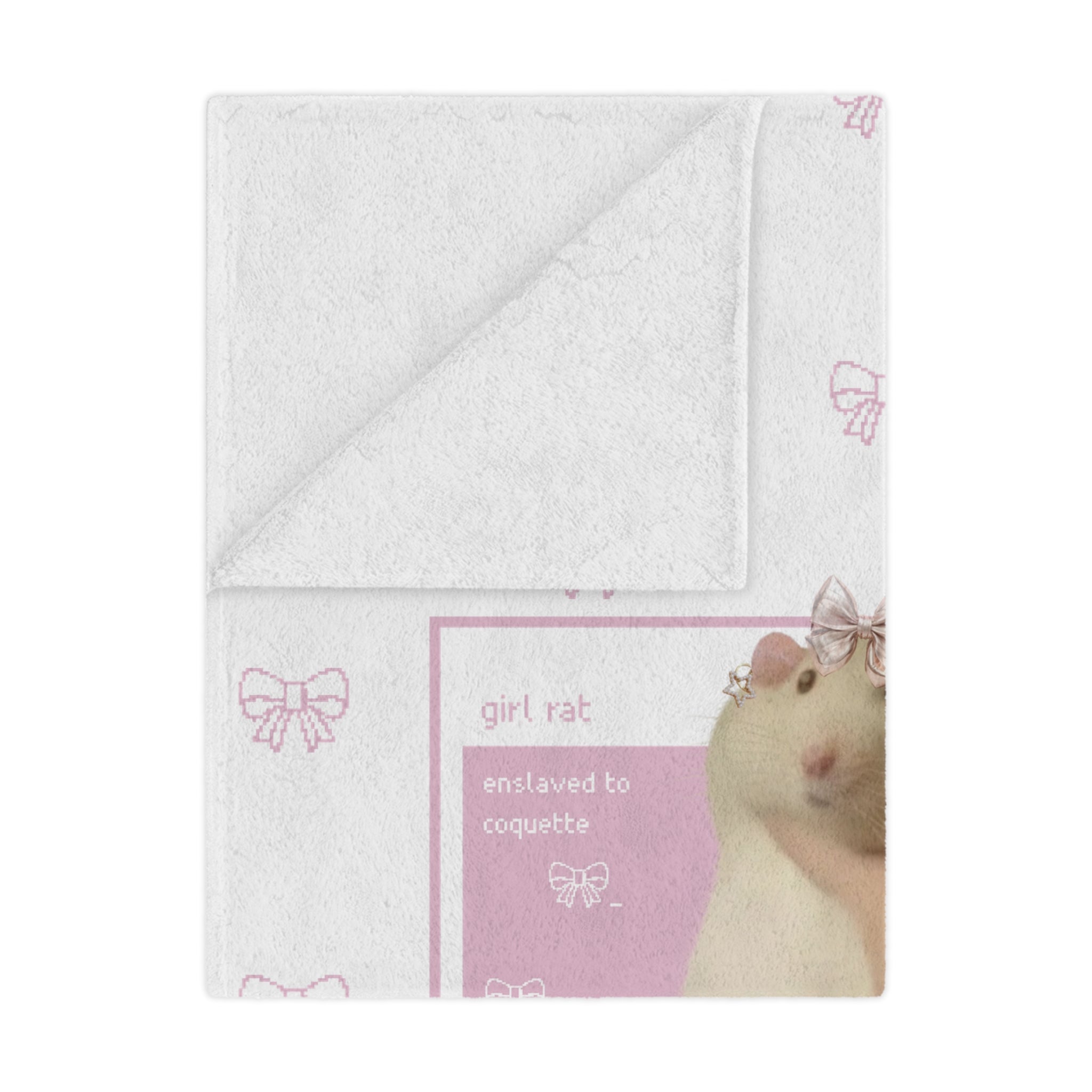 Soft Coquette Pixel Bow Girl Rat Microfiber Blanket