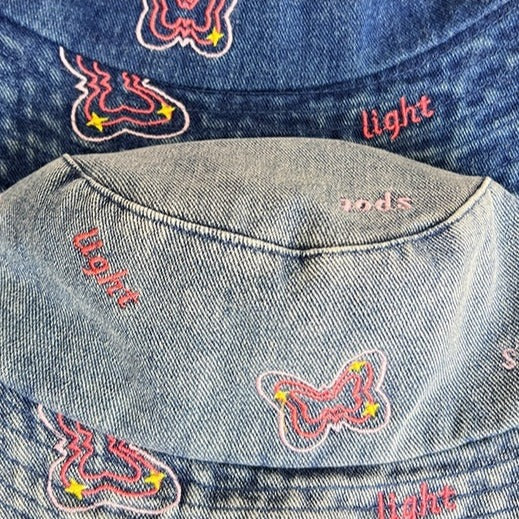 Butterfly Denim Bucket Hat