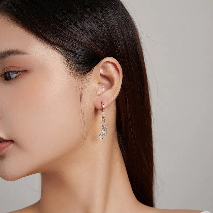 Butterfly Waterfall Tassel Hoops