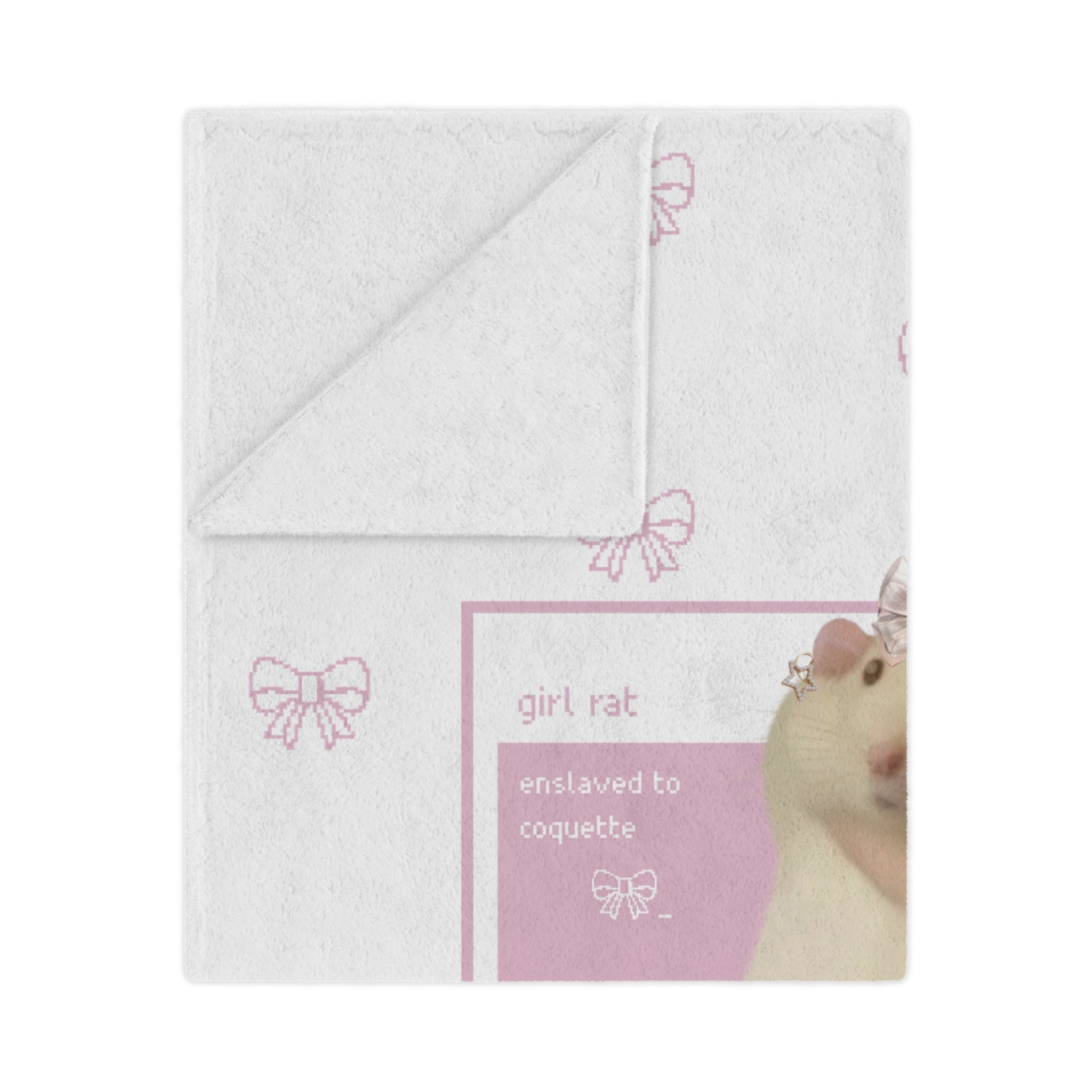 Soft Coquette Pixel Bow Girl Rat Microfiber Blanket