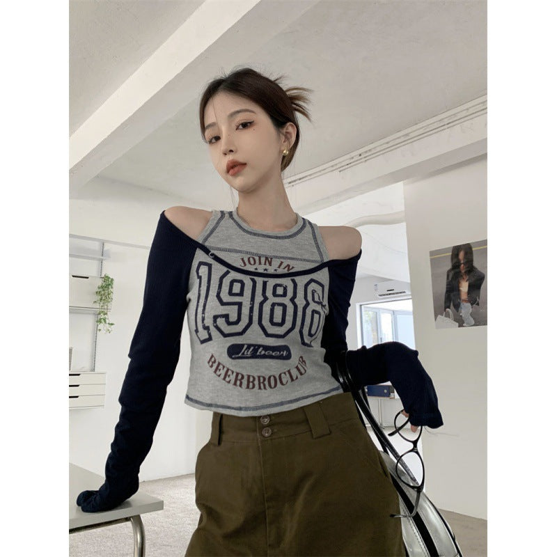 '1986' Off-Shoulder Crop Top