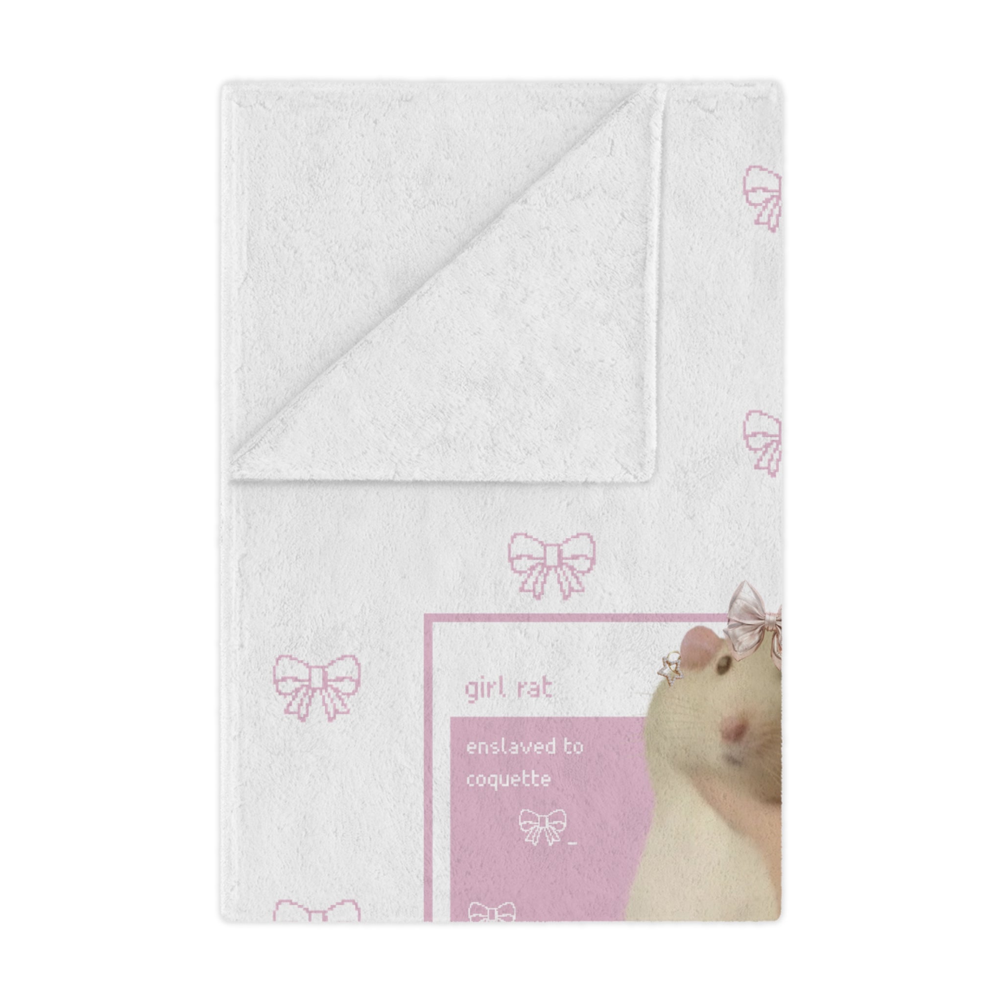 Soft Coquette Pixel Bow Girl Rat Microfiber Blanket
