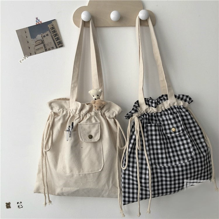 Drawstring Canvas Tote Bag