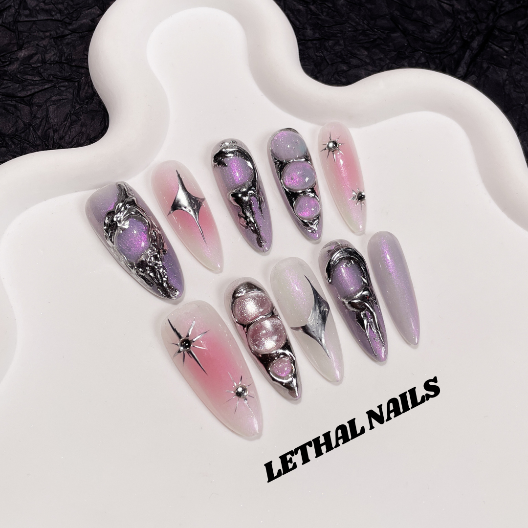 Cyber Chrome Press-On Nails Set