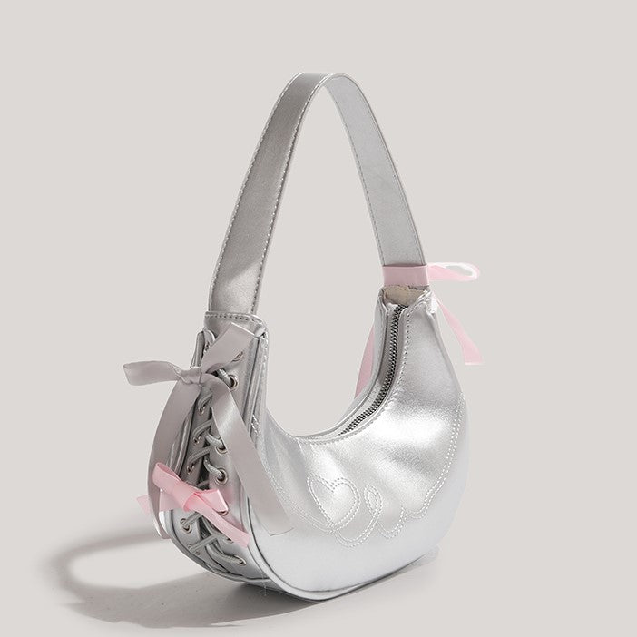Lizette Lace-Up Half Moon Bag