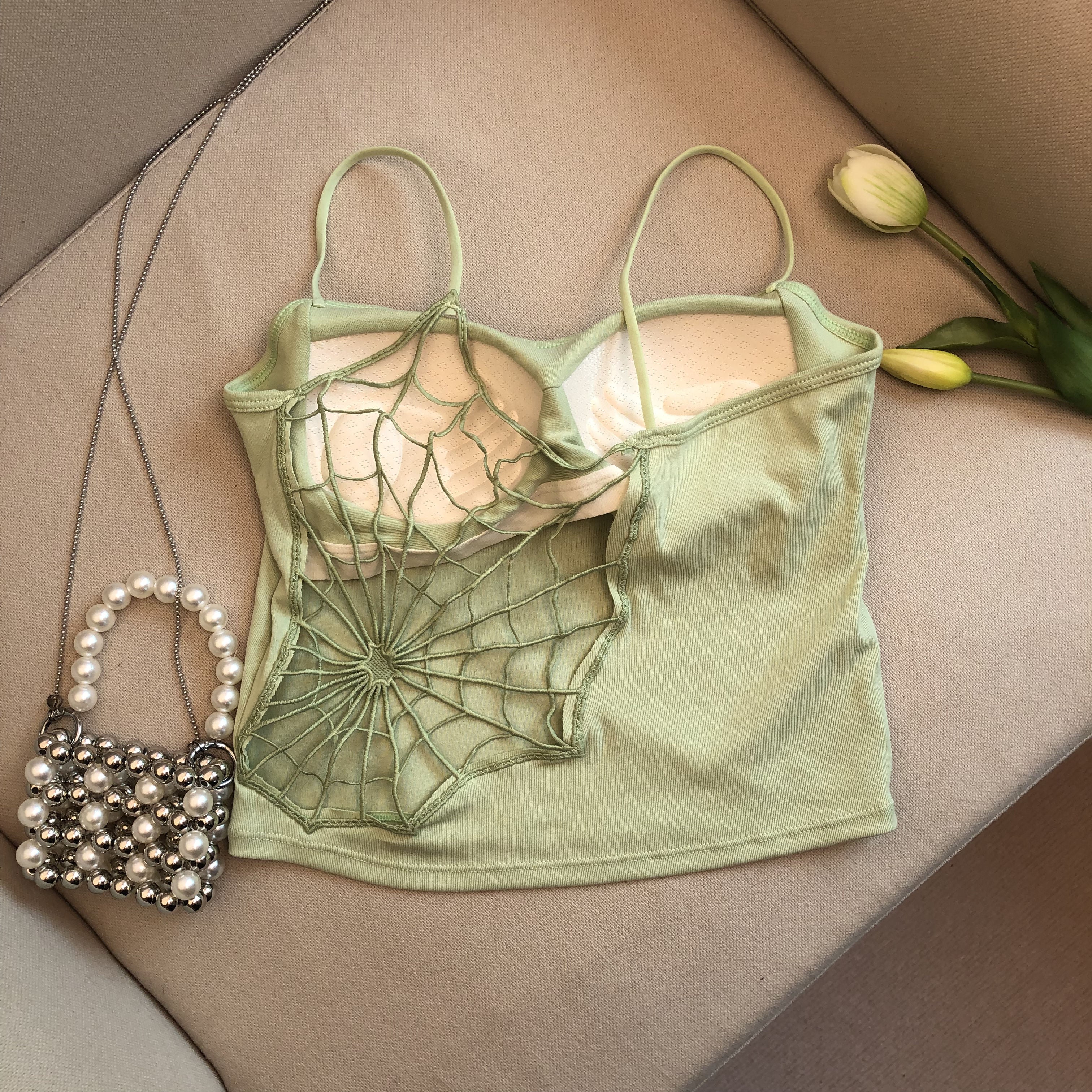 Spider Web Padded Tank Top