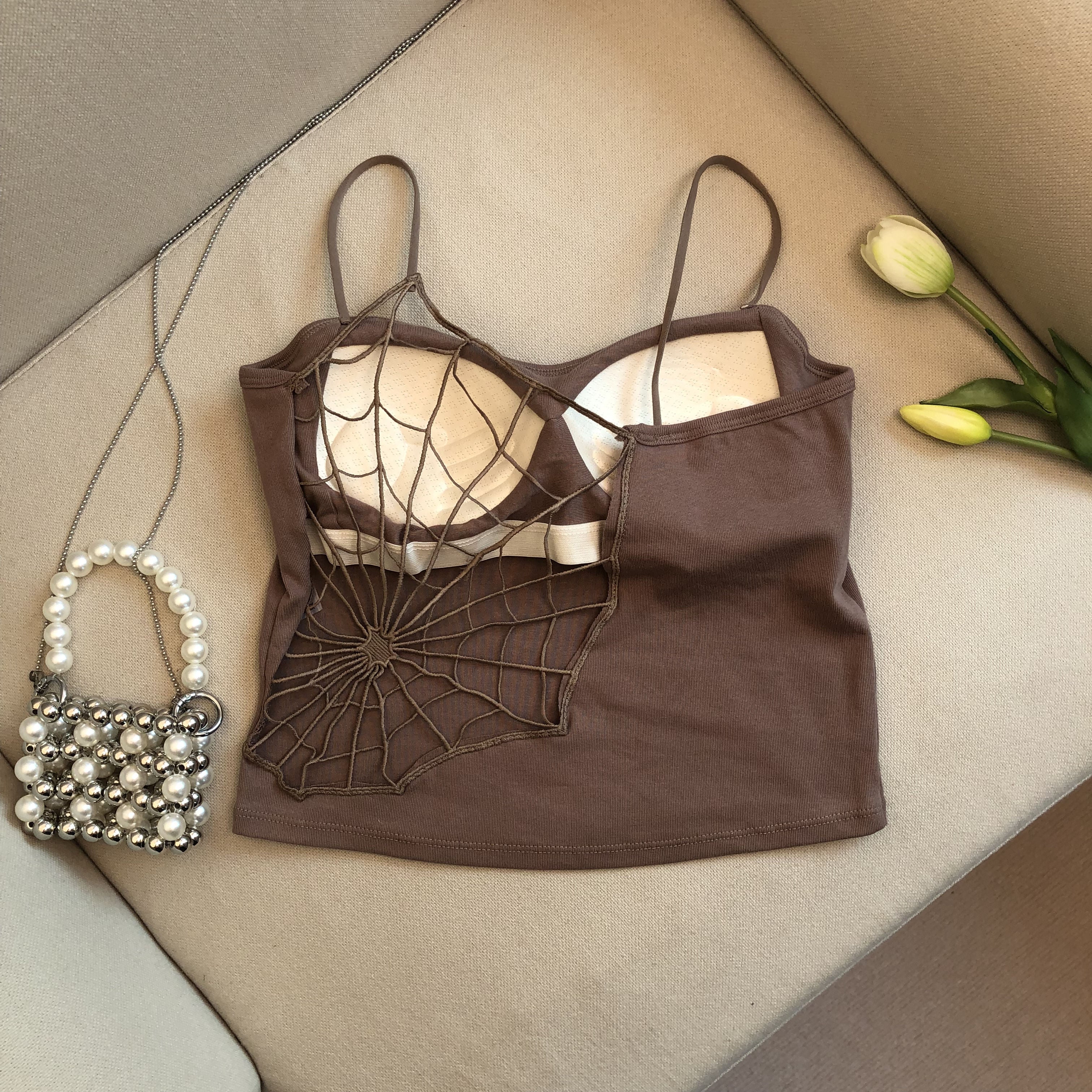 Spider Web Padded Tank Top