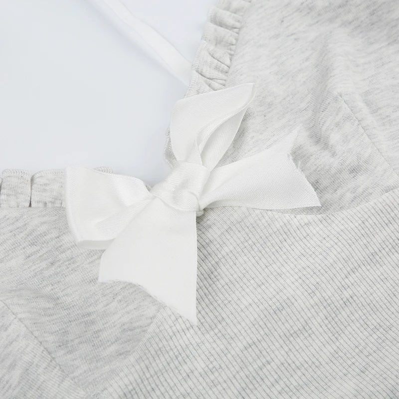 Coquette Milkmaid Bow Ruffle Lace Tank Top