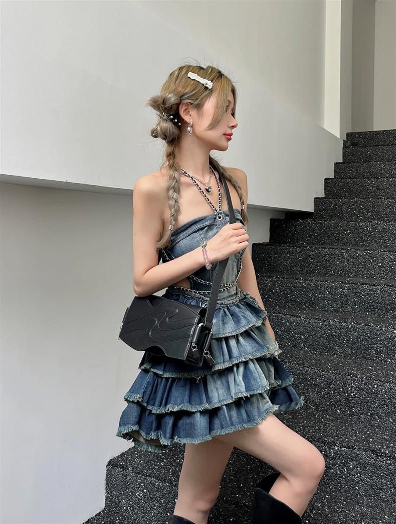 Nila Denim Ruffle Dress