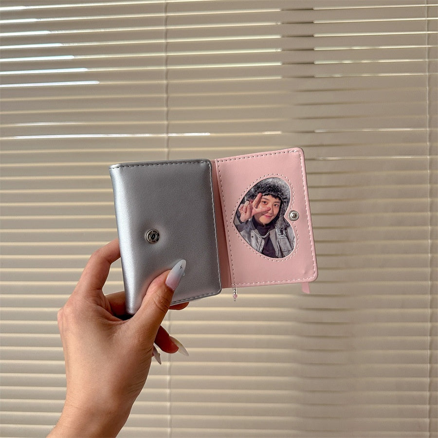 Ribbon Coquette Silver Trifold Wallet + Charm Chain