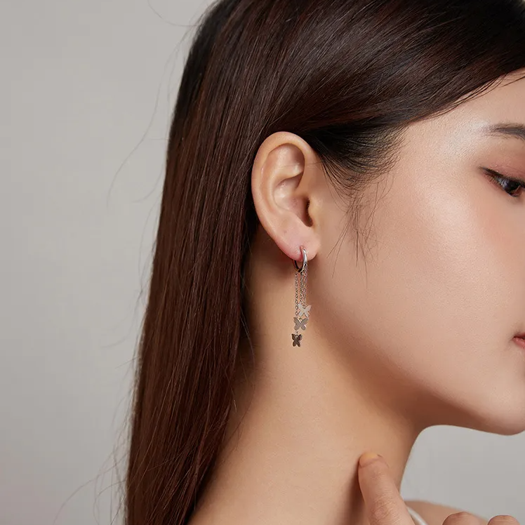 Butterfly Waterfall Tassel Hoops