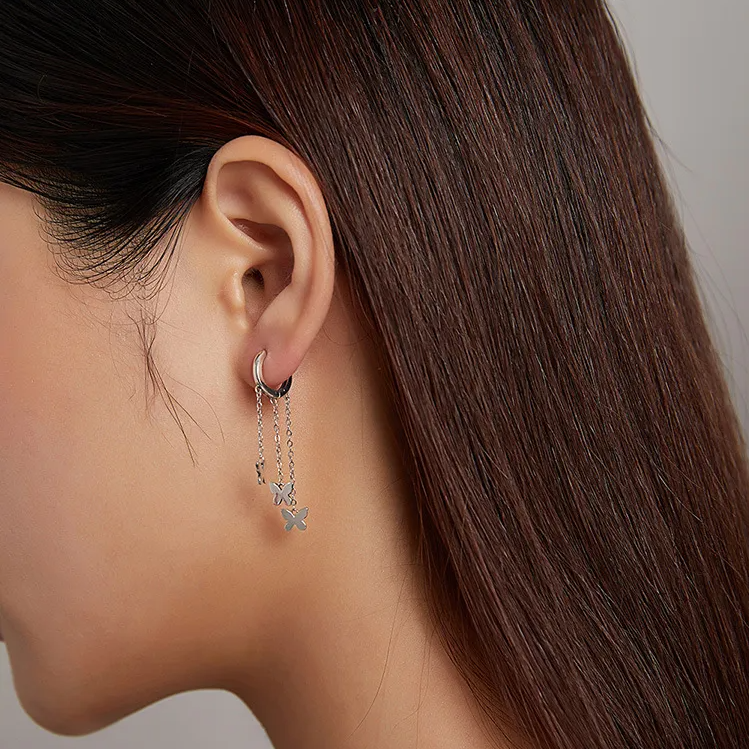 Butterfly Waterfall Tassel Hoops