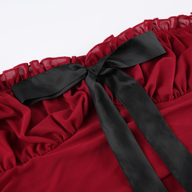 Ruby Black Bow Ruffle Dress