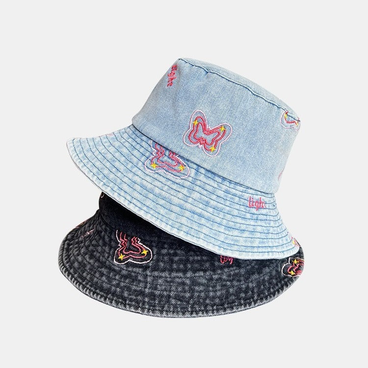 Butterfly Denim Bucket Hat