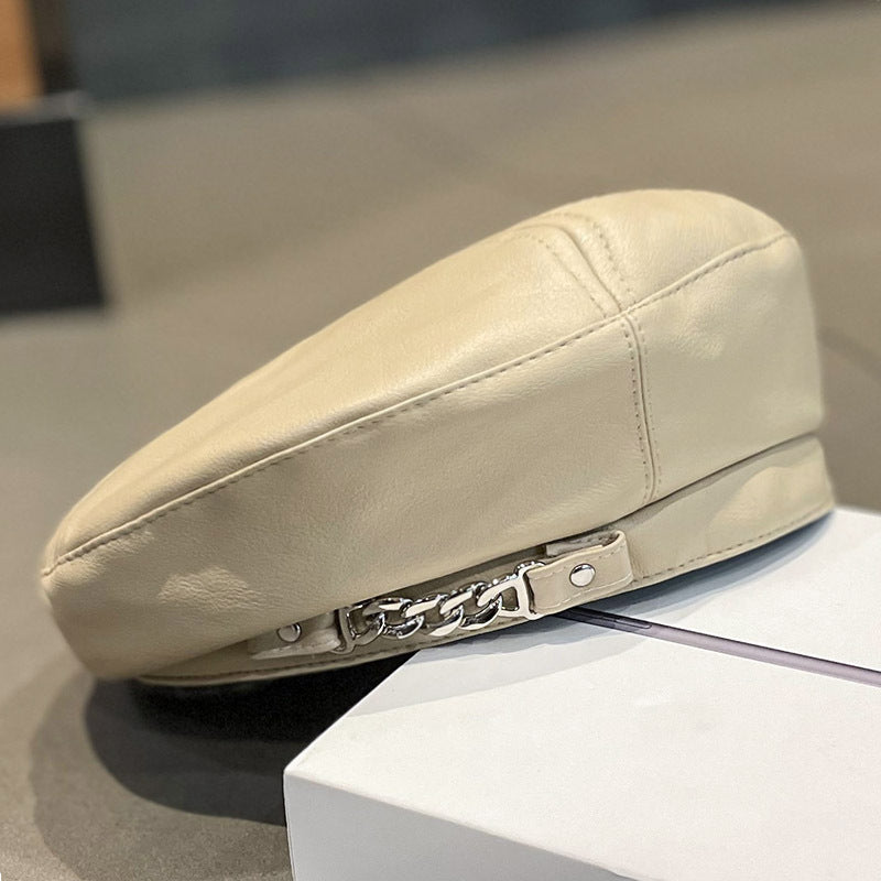 Liah PU Leather Chain Beret