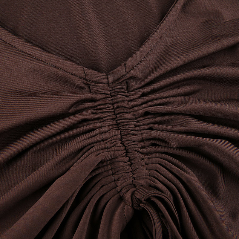 Marie Ruched Deep V-Neck Crop Top