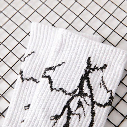 streetwear lightning bolt sparks crew socks