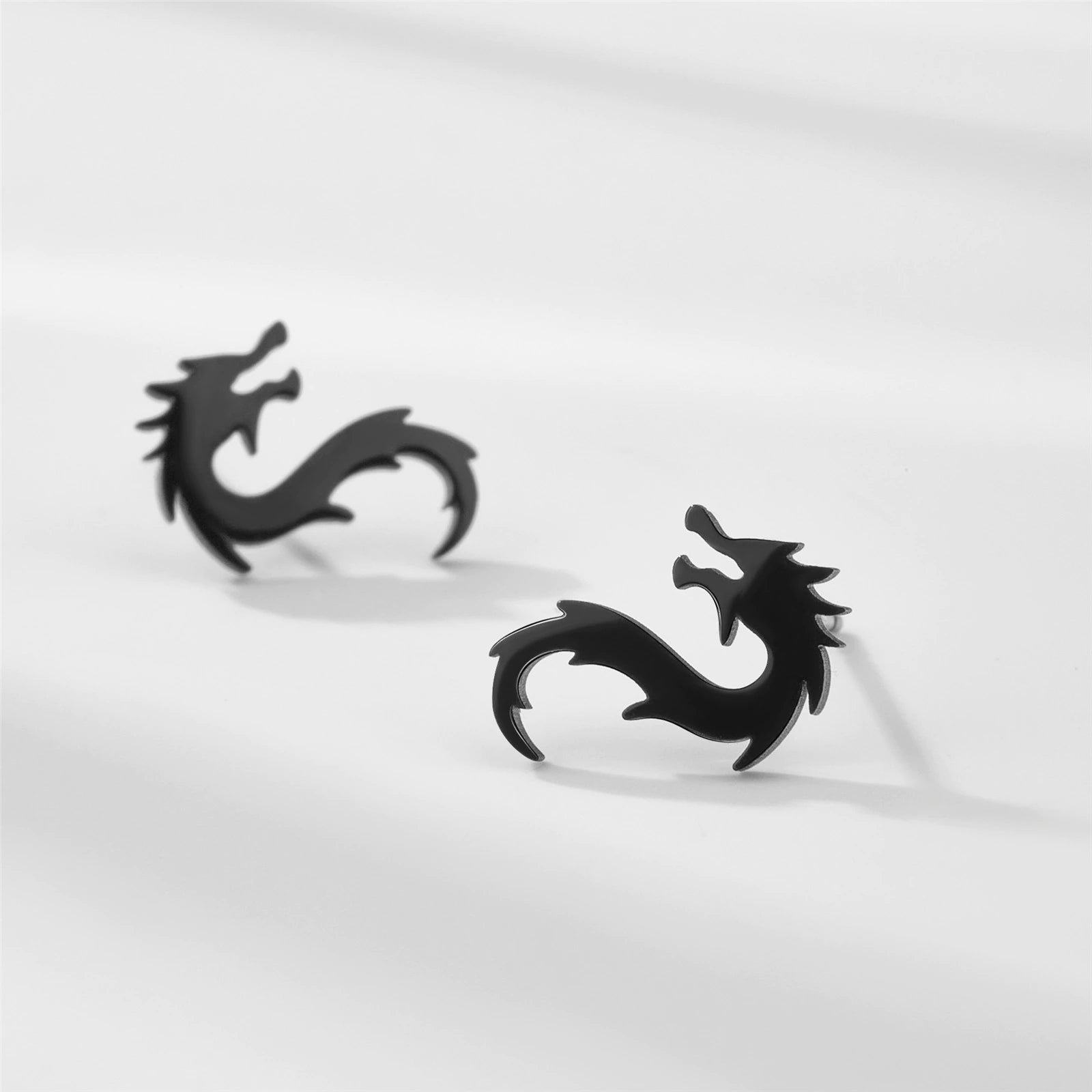 Stainless Steel Dragon Stud Earrings