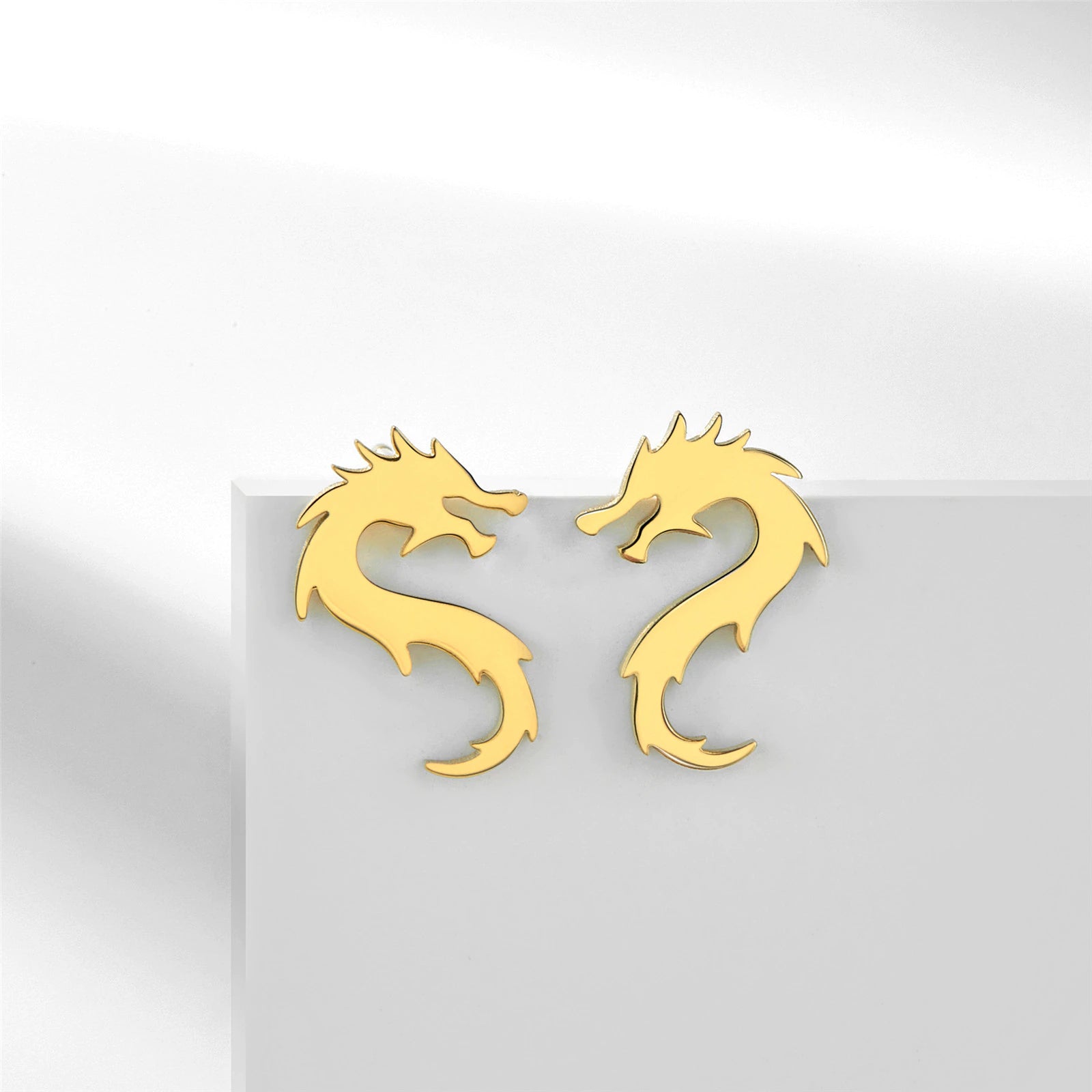 Stainless Steel Dragon Stud Earrings