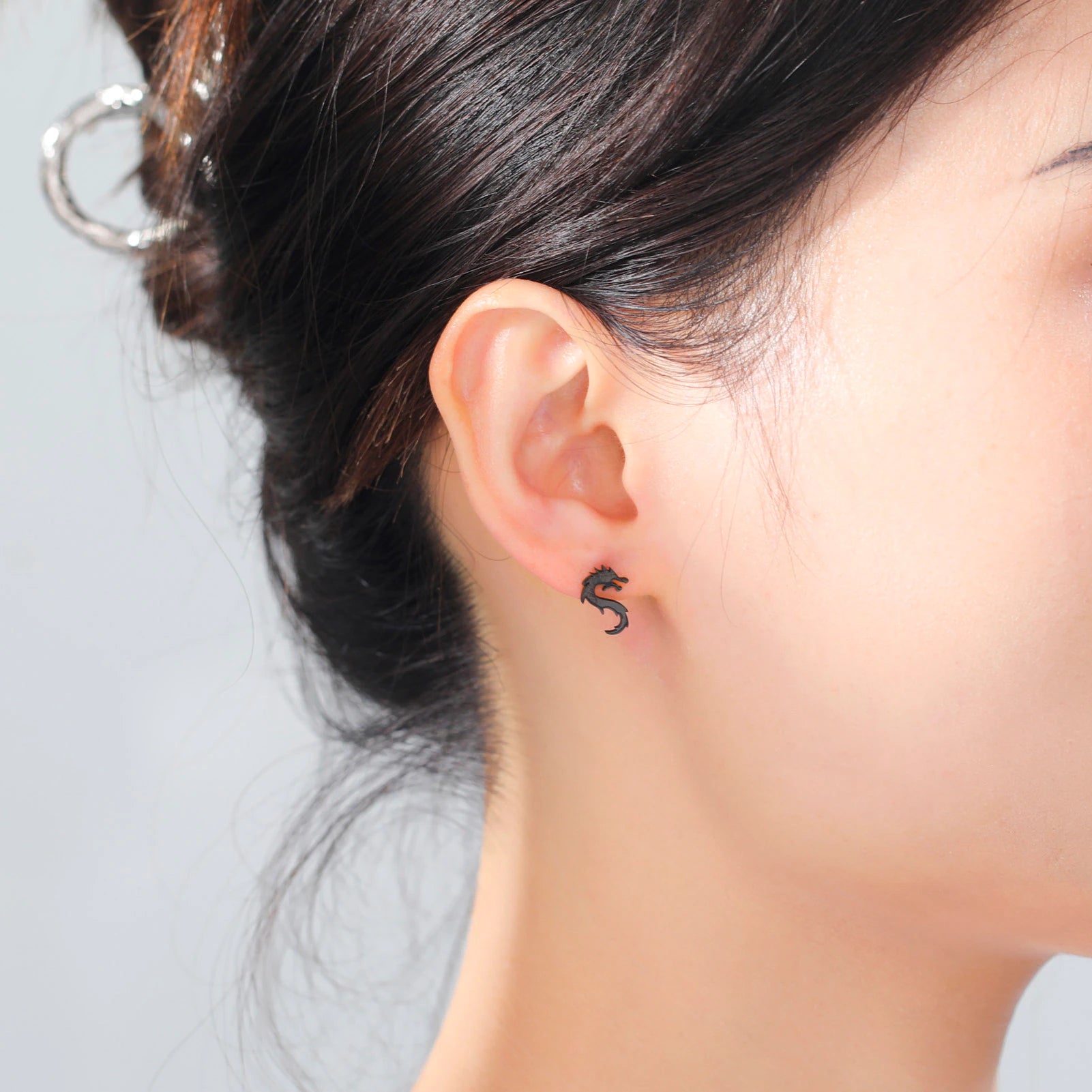 Stainless Steel Dragon Stud Earrings