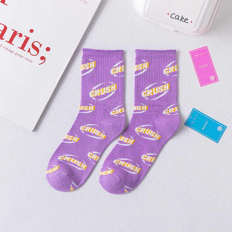 purple CRUSH streetwear crew socks