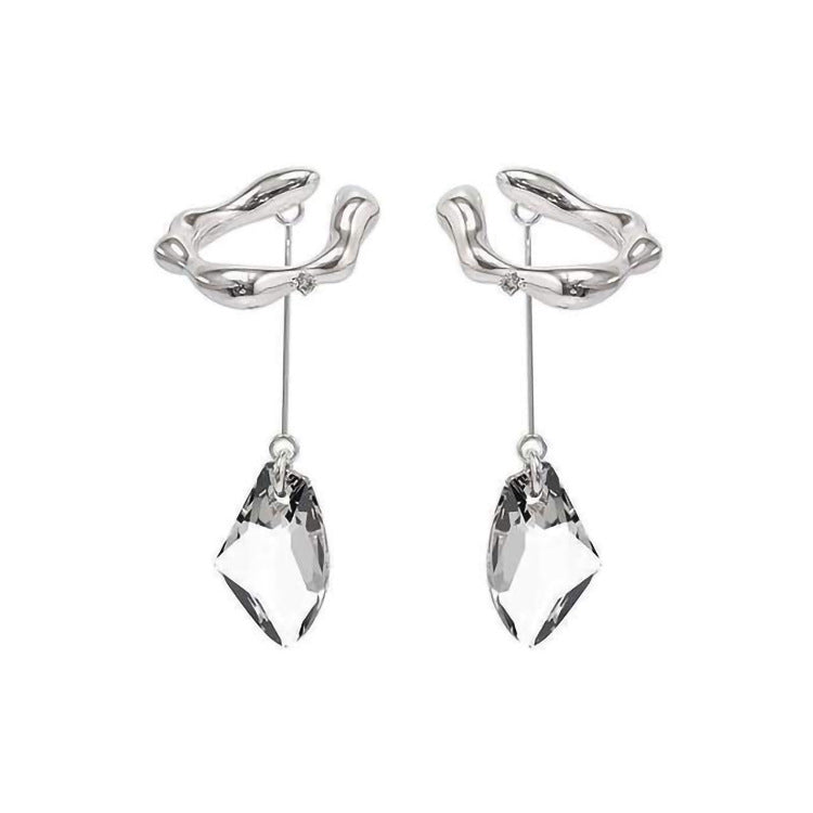 crystal dangle silver ear cuff