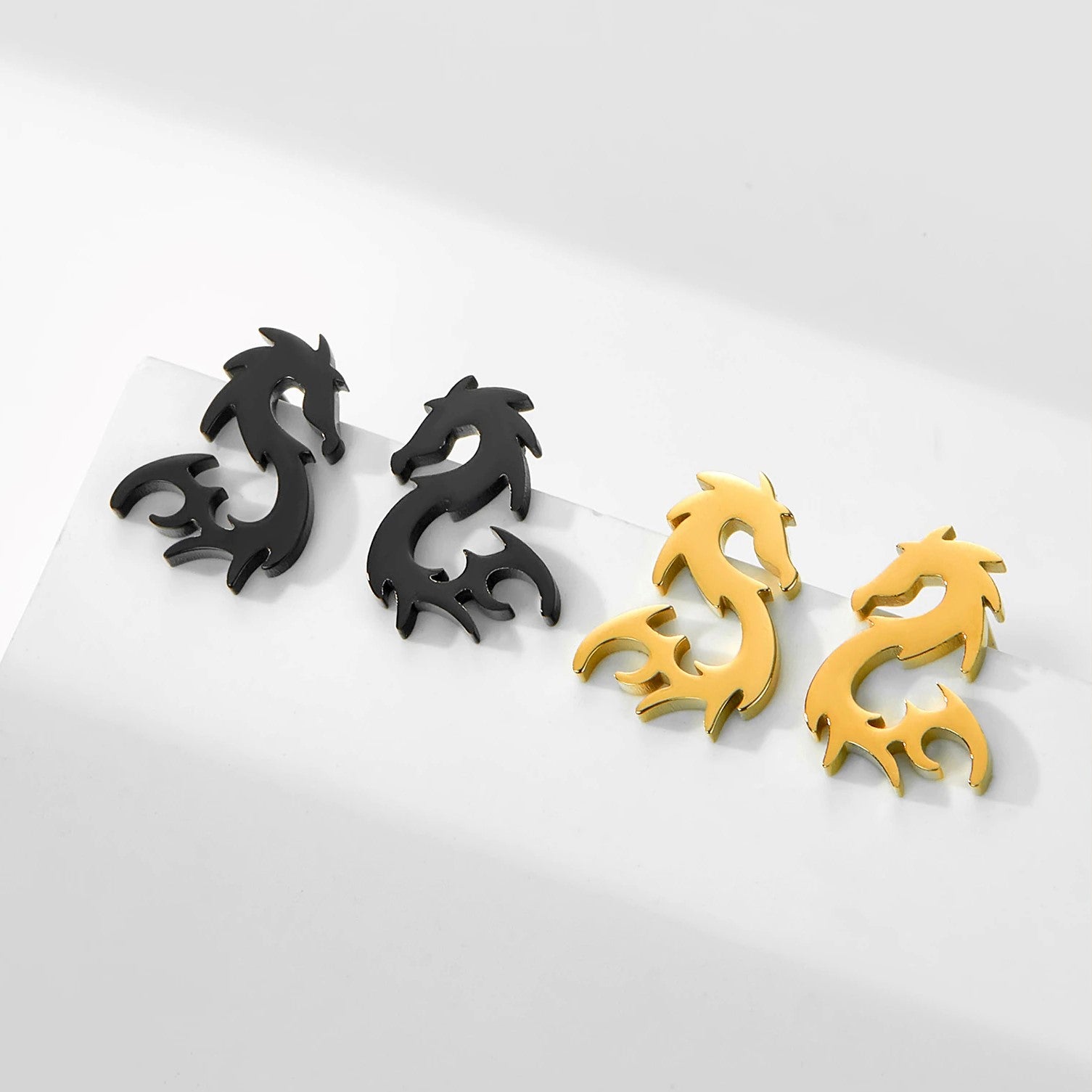 Stainless Steel Dragon Stud Earrings