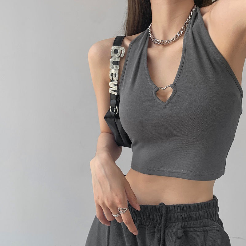 Metal Heart Halter Top