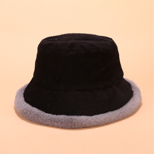 Corduroy Fur Bucket Hat