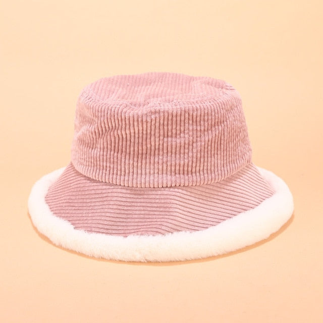 Corduroy Fur Bucket Hat