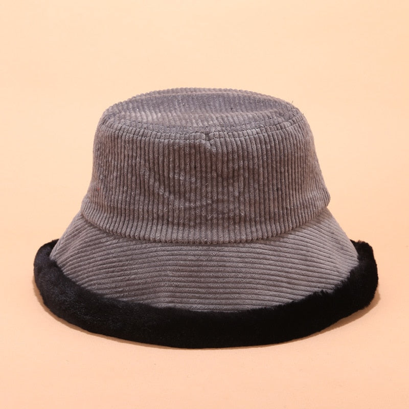 Corduroy Fur Bucket Hat