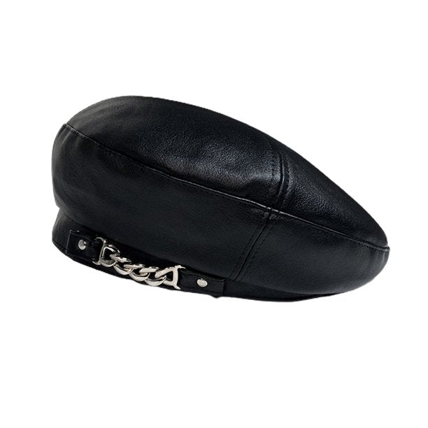 Liah PU Leather Chain Beret