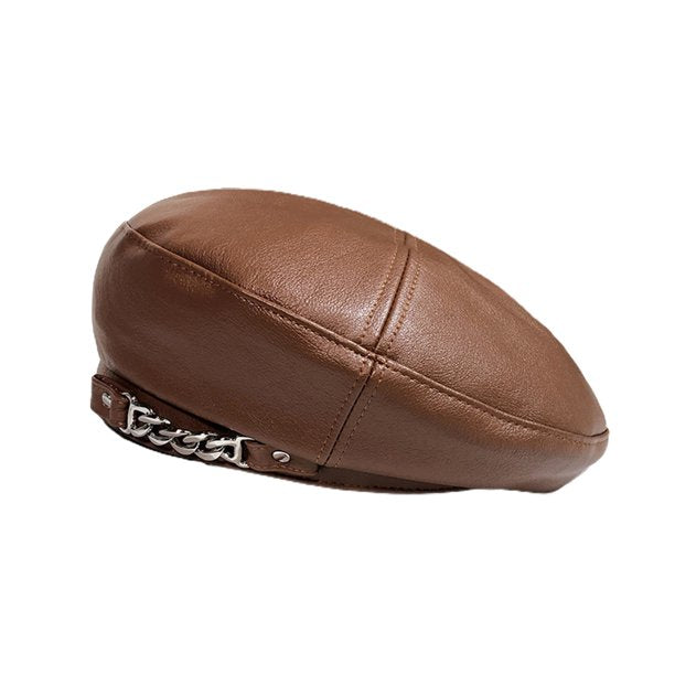 Liah PU Leather Chain Beret