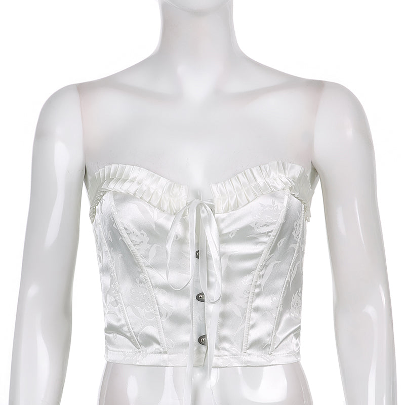 Lily Floral Lace Up Corset Tube Top