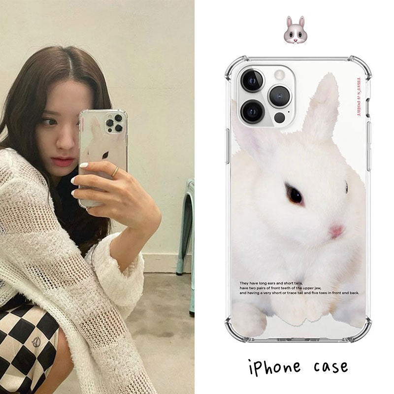 smol white bunny clear phone case