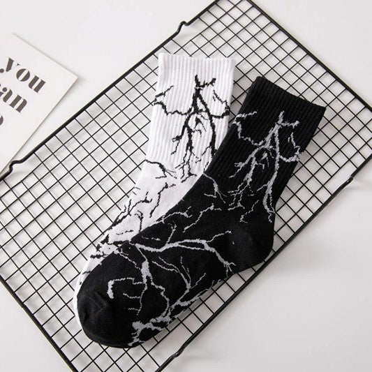 streetwear lightning bolt sparks crew socks