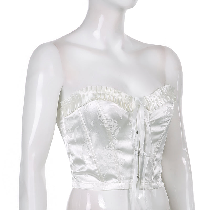 Lily Floral Lace Up Corset Tube Top