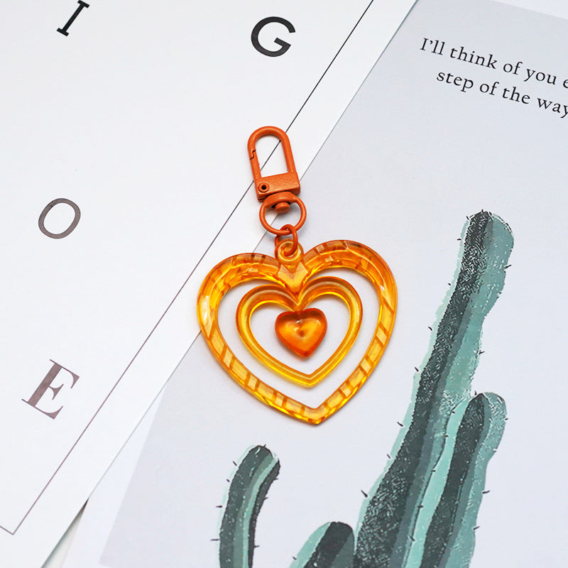 y2k orange heart retro love acrylic keychain