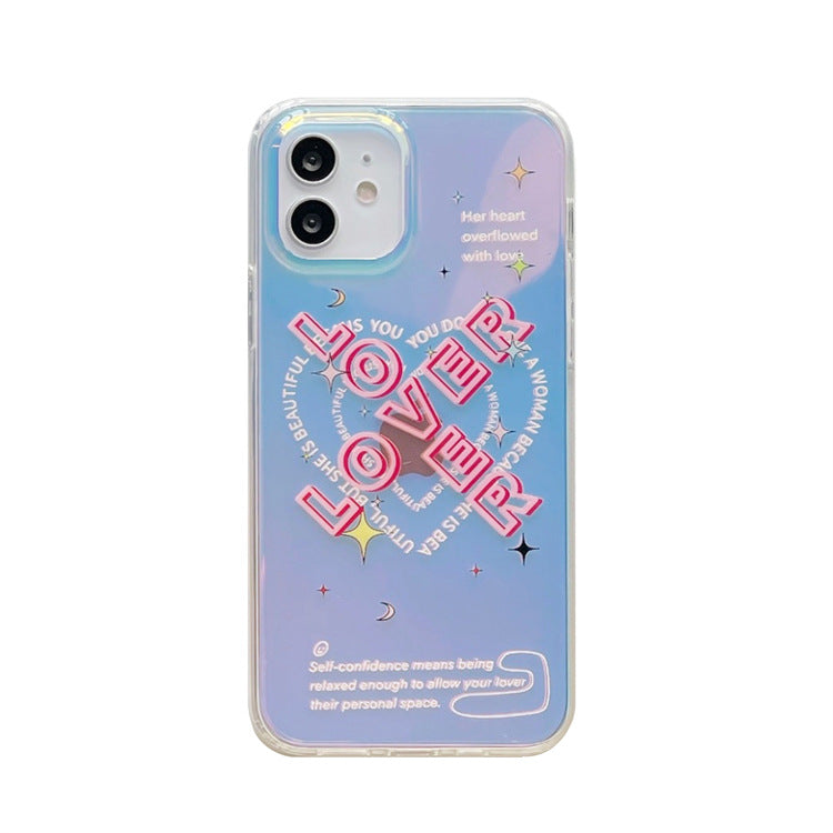 iridescent kpop lover heart phone case