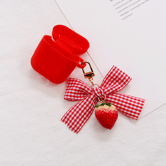 Plaid Strawberry Bow Keychain