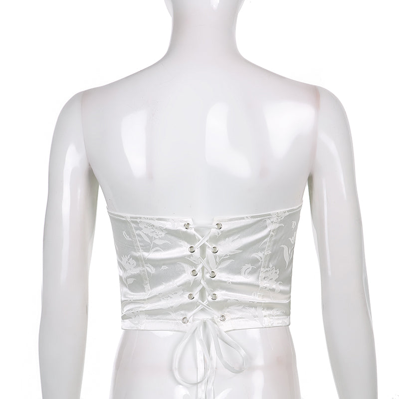 Lily Floral Lace Up Corset Tube Top