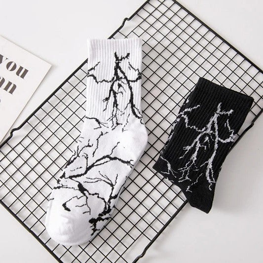 streetwear lightning bolt sparks crew socks
